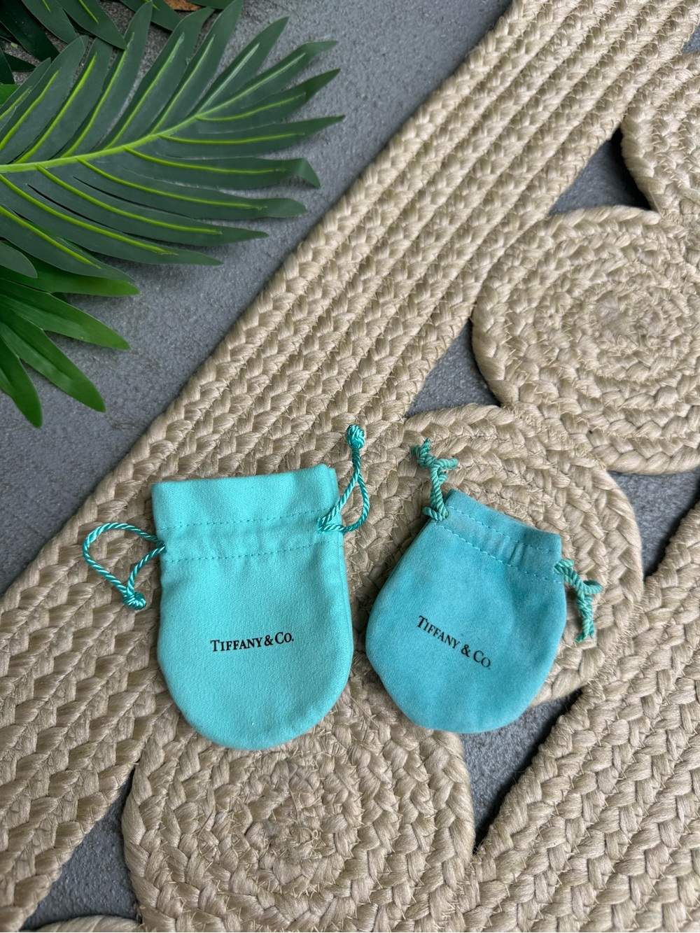 Set of 2 Authentic Tiffany & Co. Signature Blue Jewelry Dust Pouches